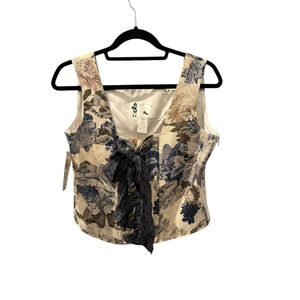 My Boyfriend's Back NWT Vintage 90's Corset Floal Lace Top Size Medium Cottage